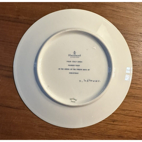 Haviland 12 Days of Christmas Series Plate #4 Coly Birds 1973 - Picture 2 of 4